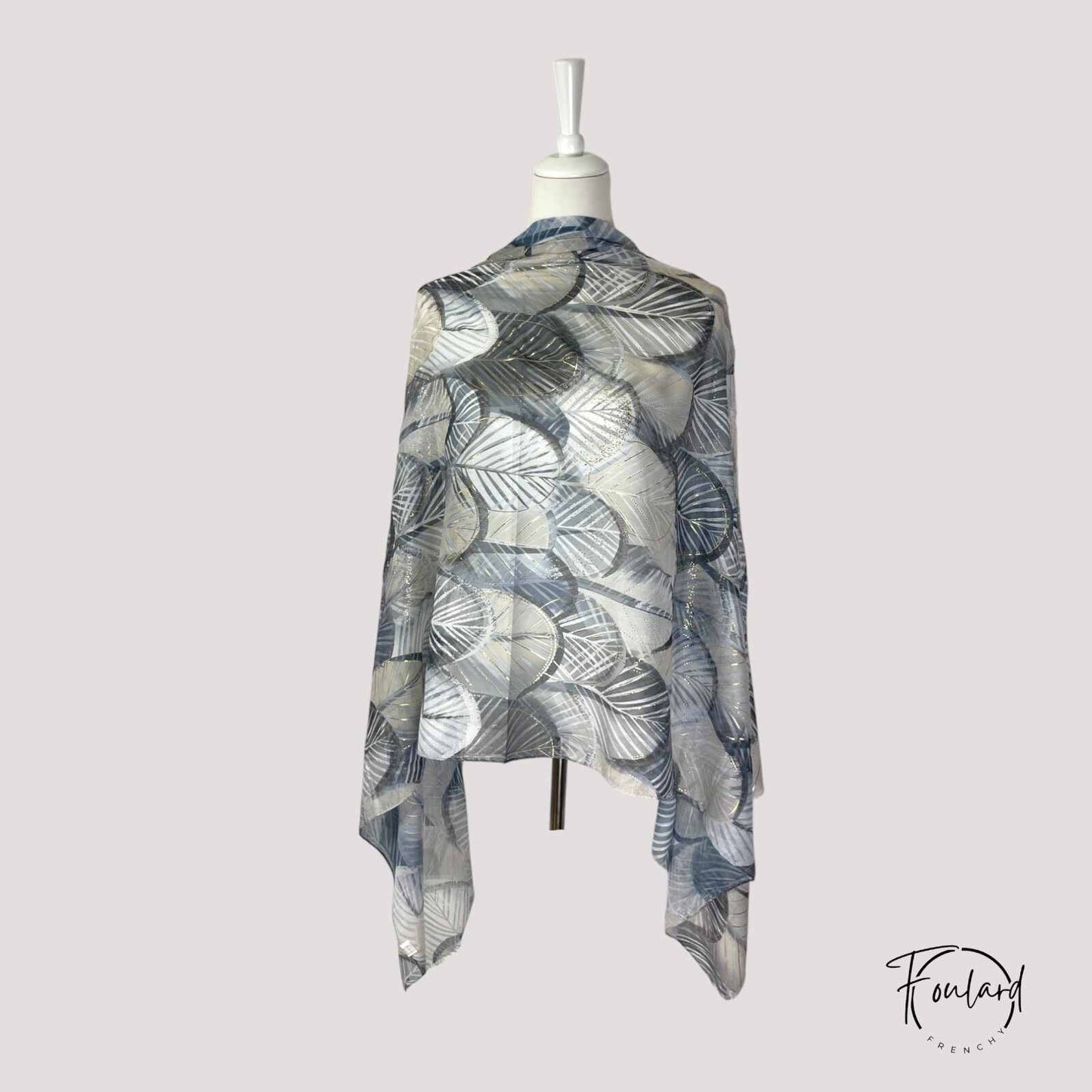 Foulard femme noir à motifs graphiques et dorures