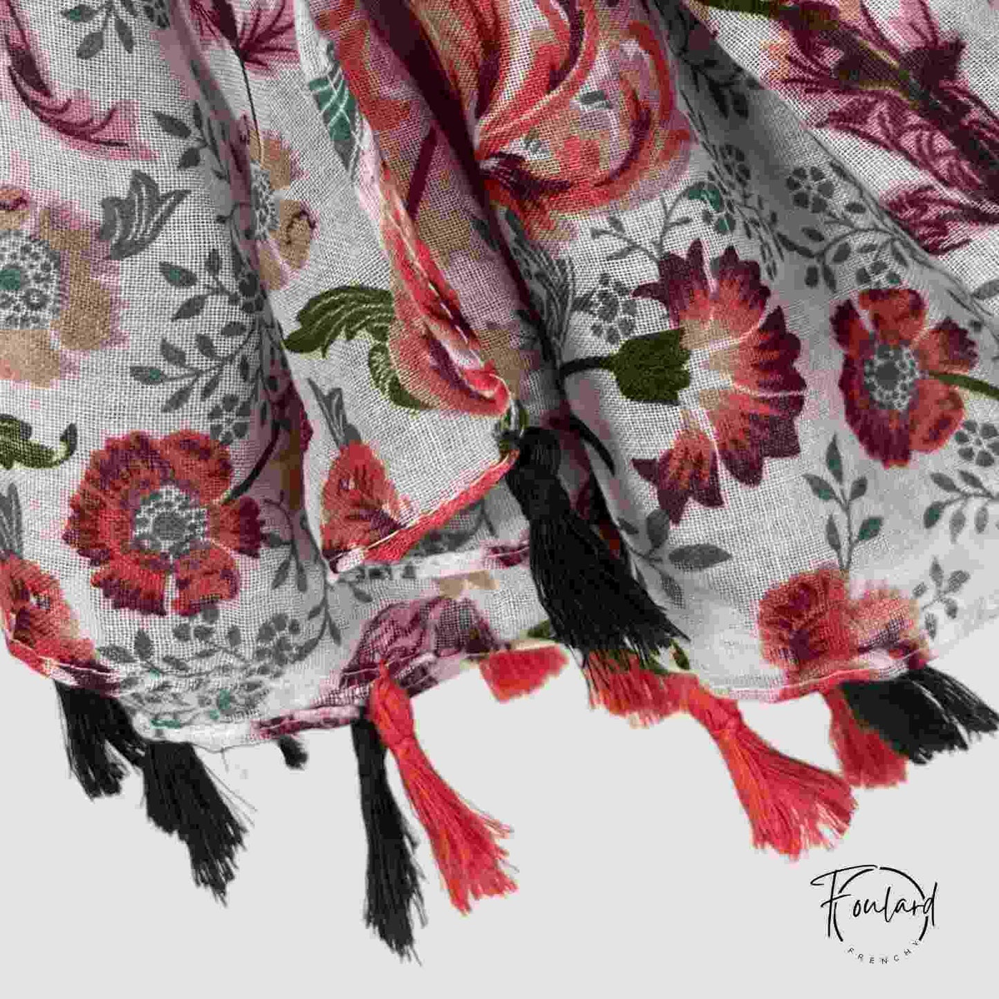 Foulard femme à imprimé floral rouge - vert