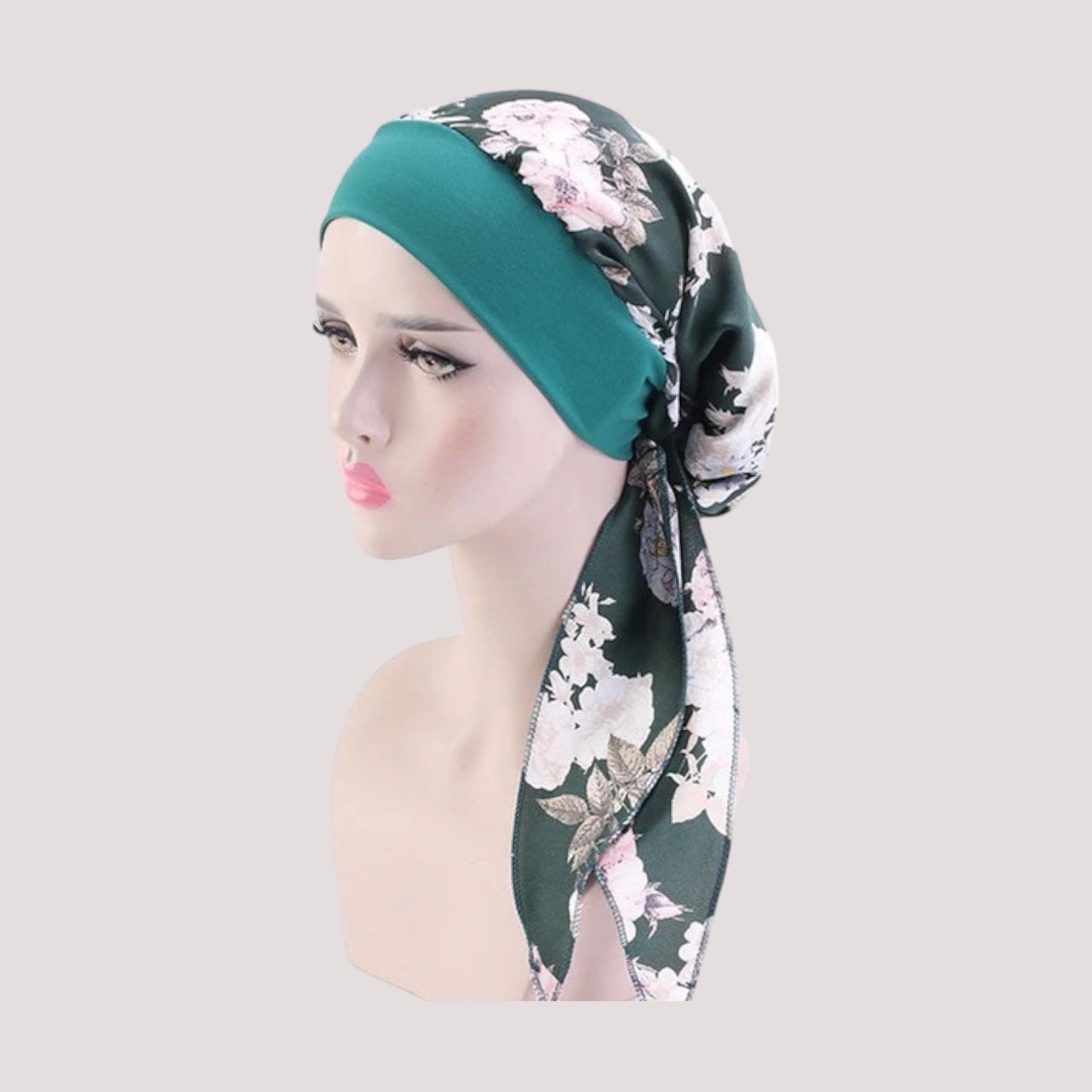 HÉLÈNE Foulard Cheveux Femme Moderne Chimio Vert à motifs