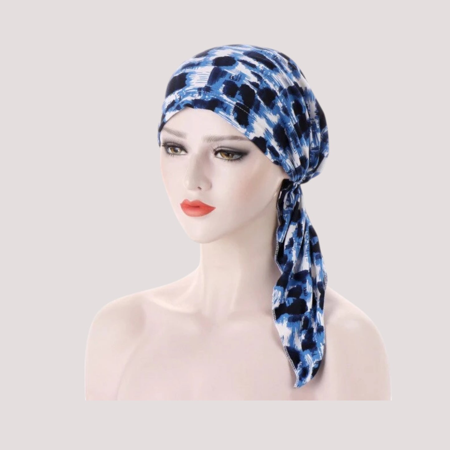 INAYA Foulard Cheveux Femme Mode Chimio Bleu à motifs