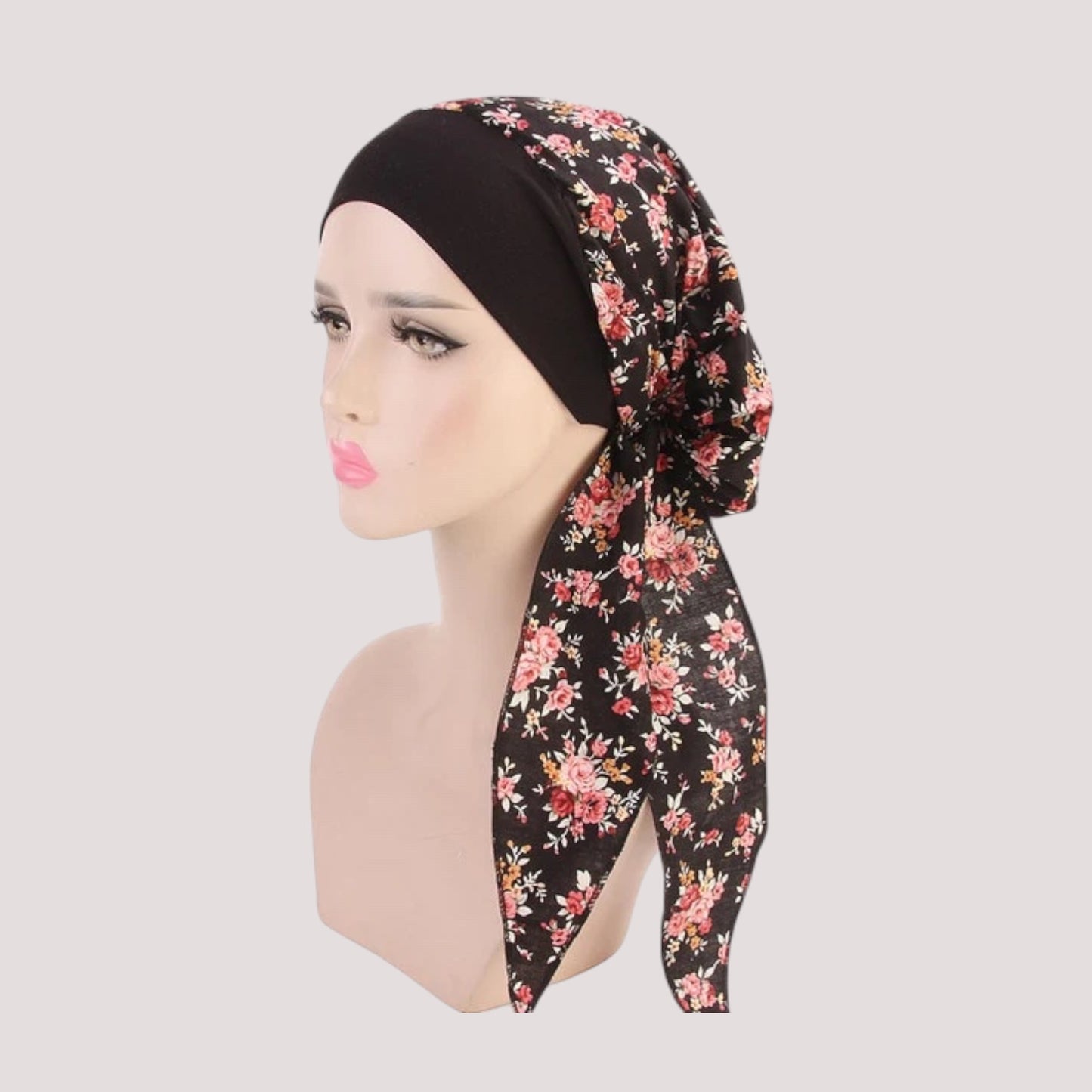 LAETITIA Foulard long chimio noir - Fleuri