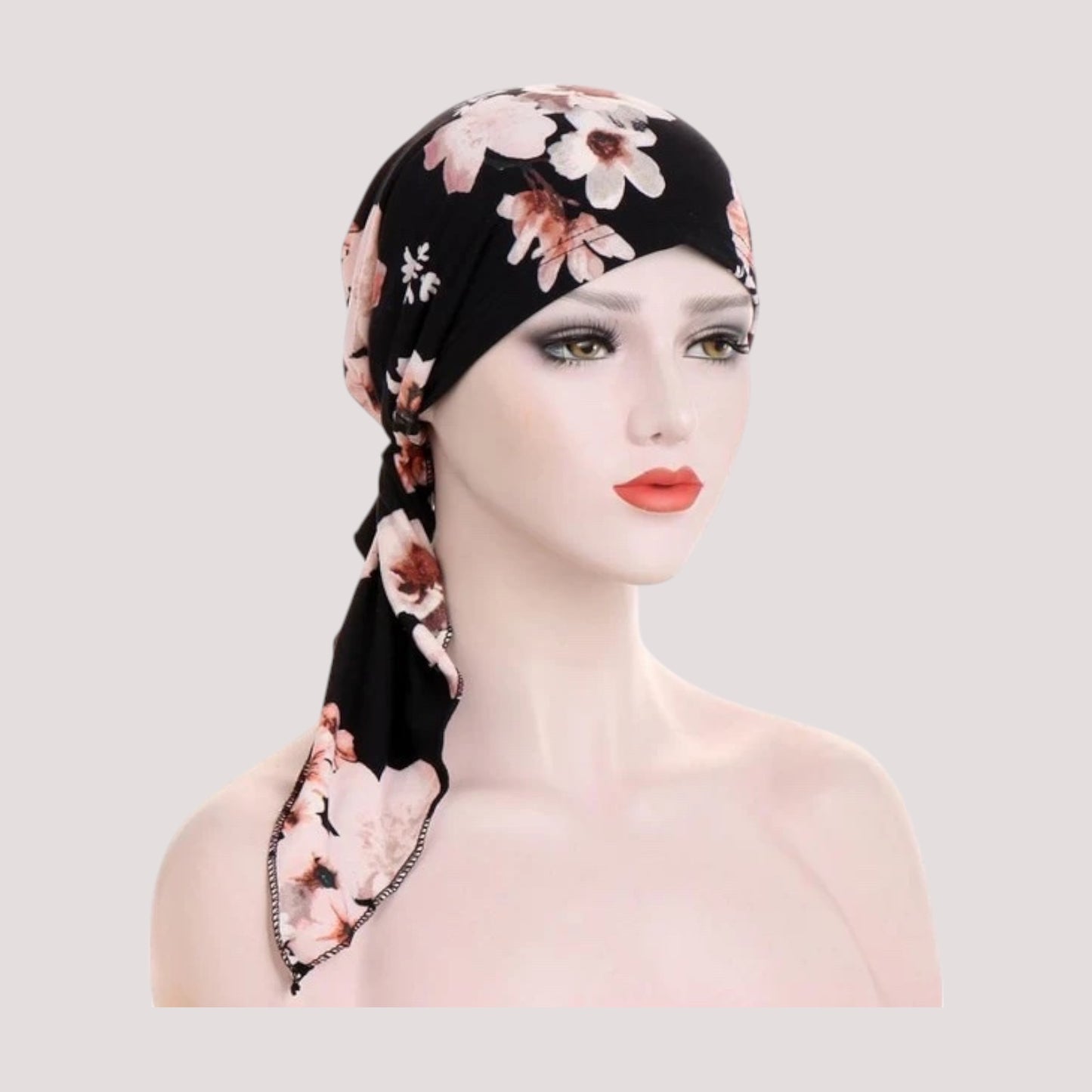 RAPHAËLLE Foulard Cheveux Femme Modern Chimio Noir à motifs