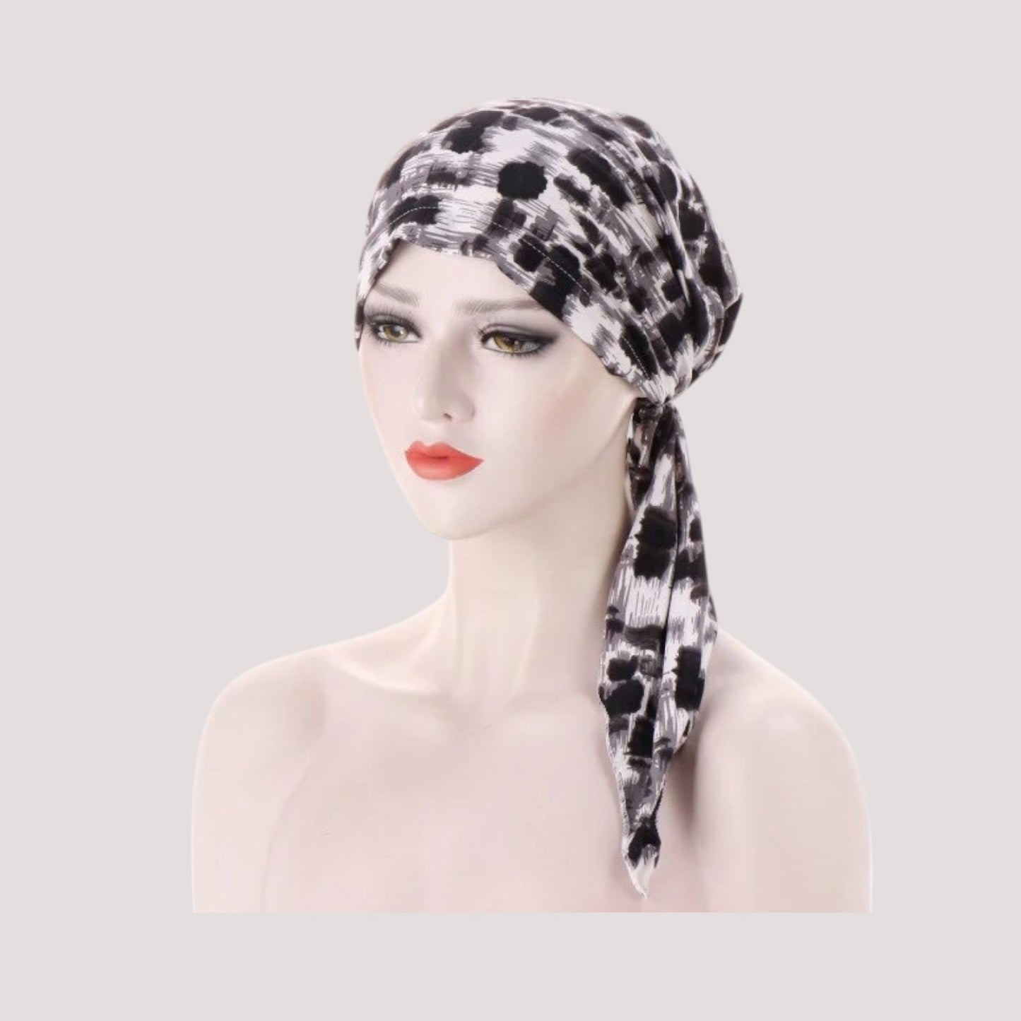 ZOÉ Foulard long chimio noir et blanc Savane