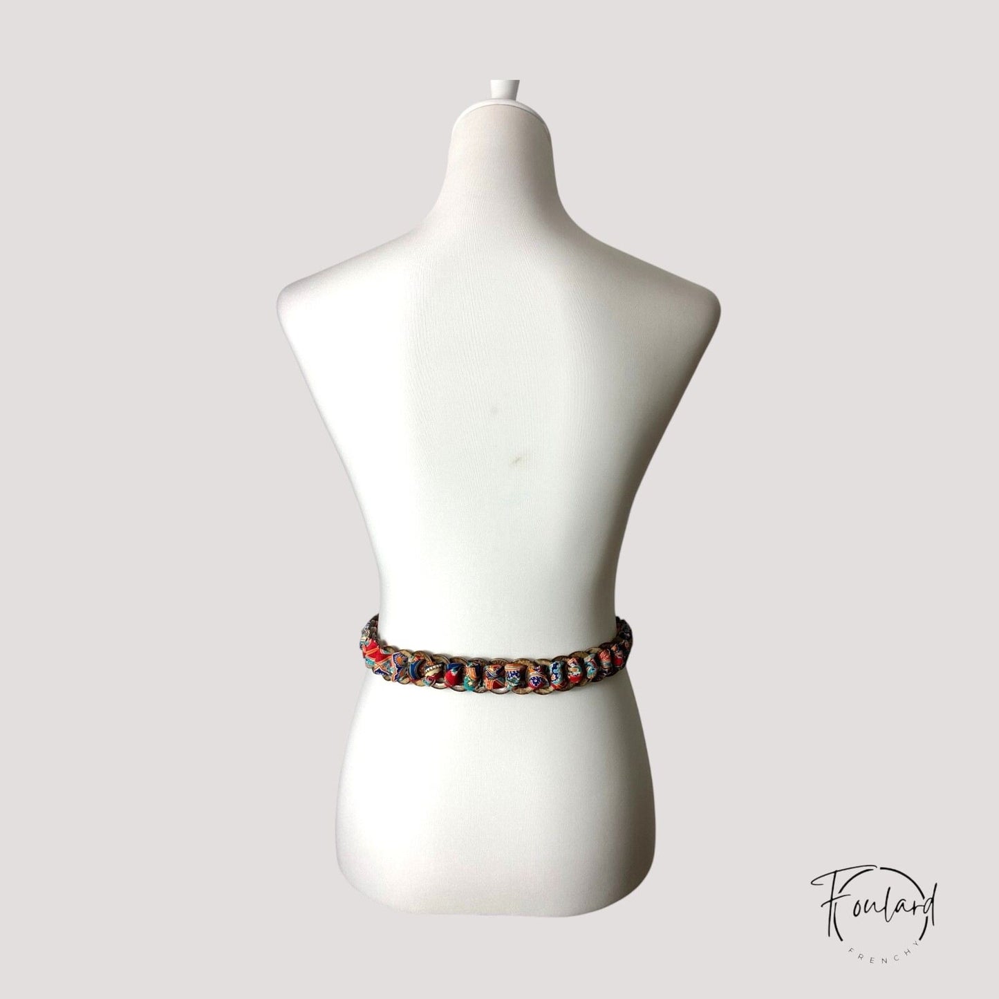 Ceinture foulard bohème rouge à anneaux