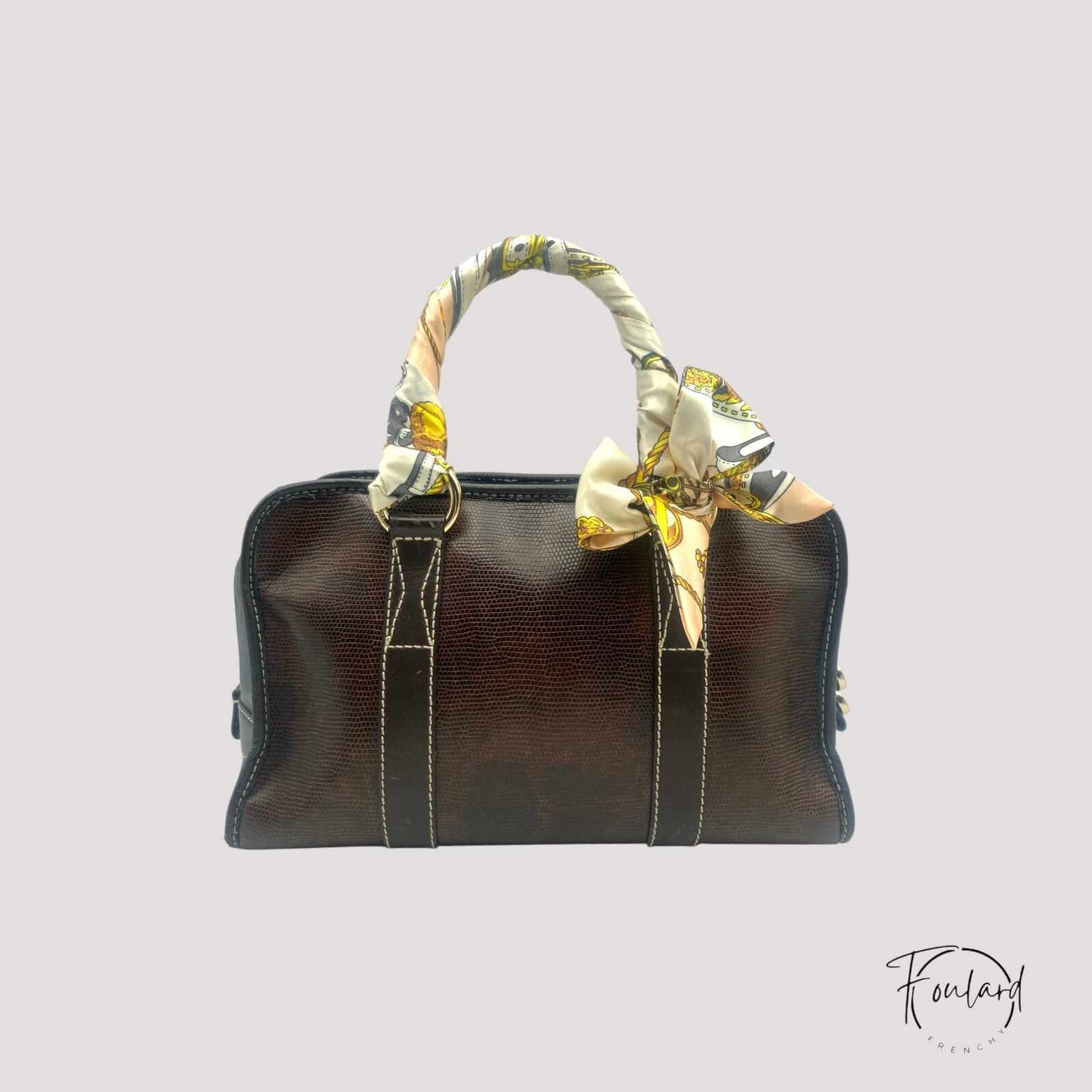 Ceinture foulard beige rosé imprimé chaînes