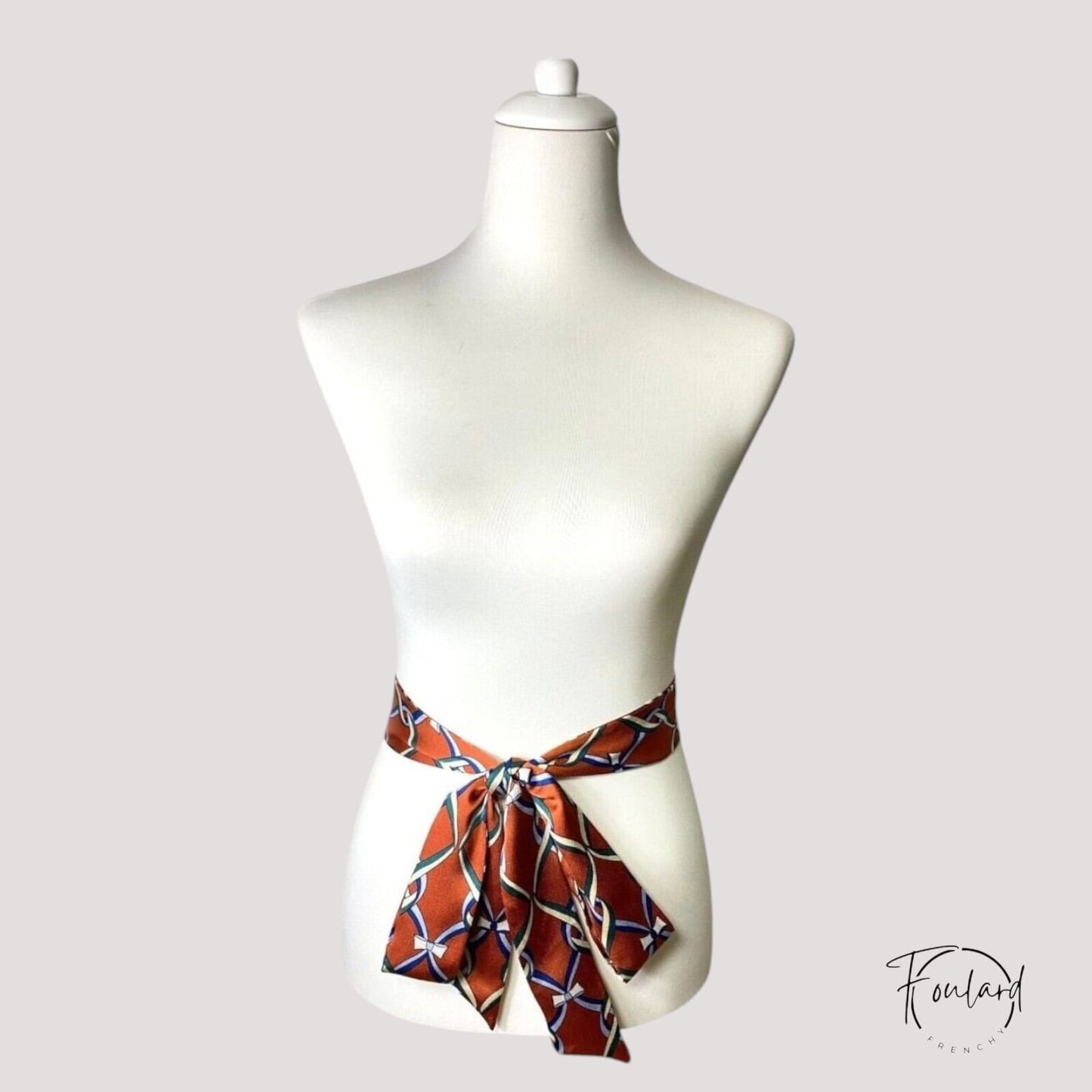 Ceinture foulard brique à motif entrelacé