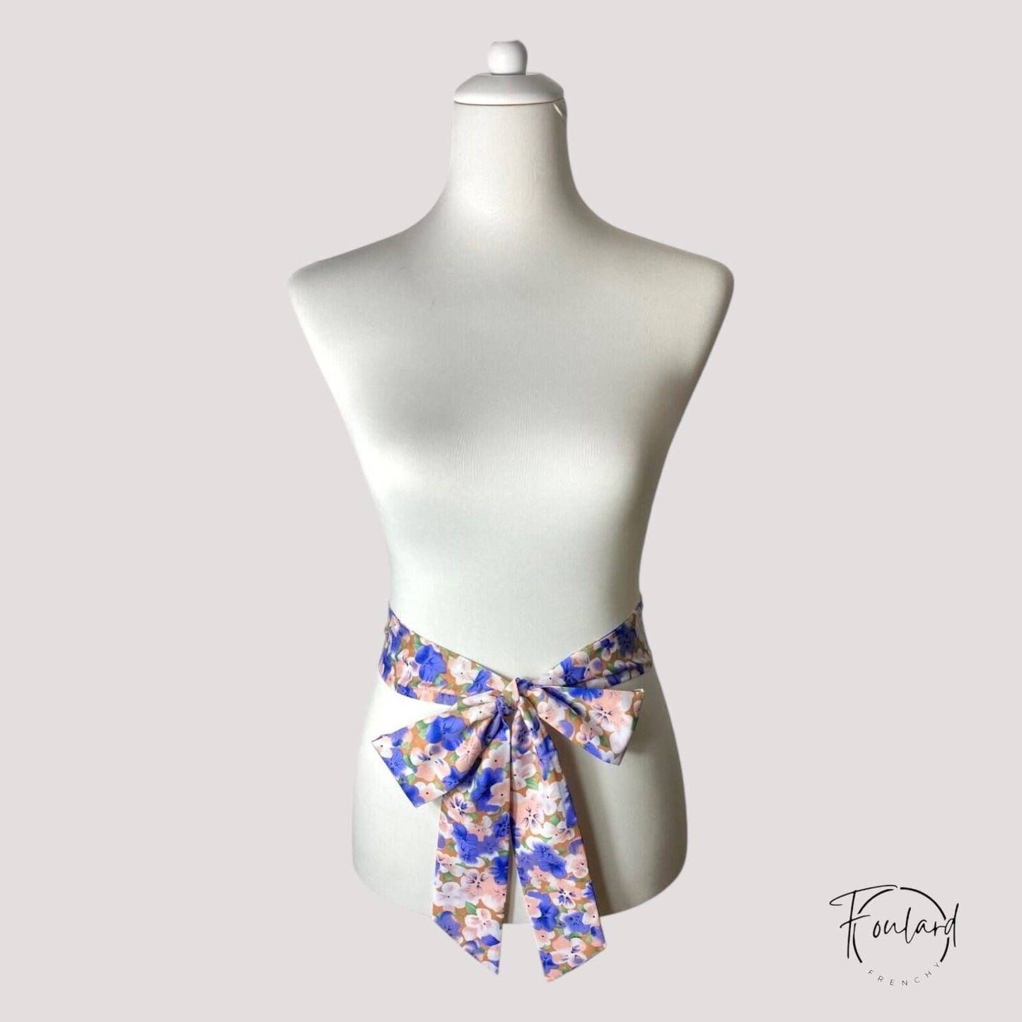 Ceinture foulard motif floral violet et rose