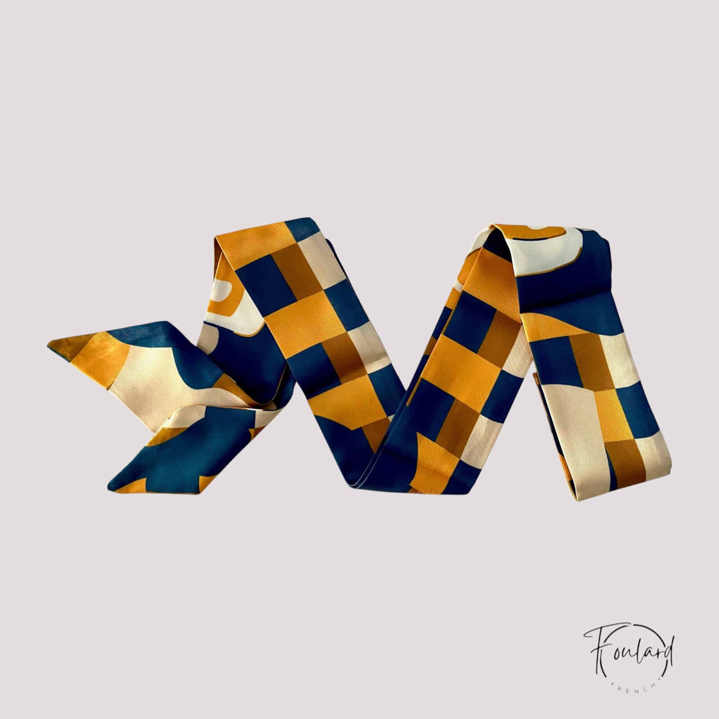 Ceinture foulard graphique bleu safran
