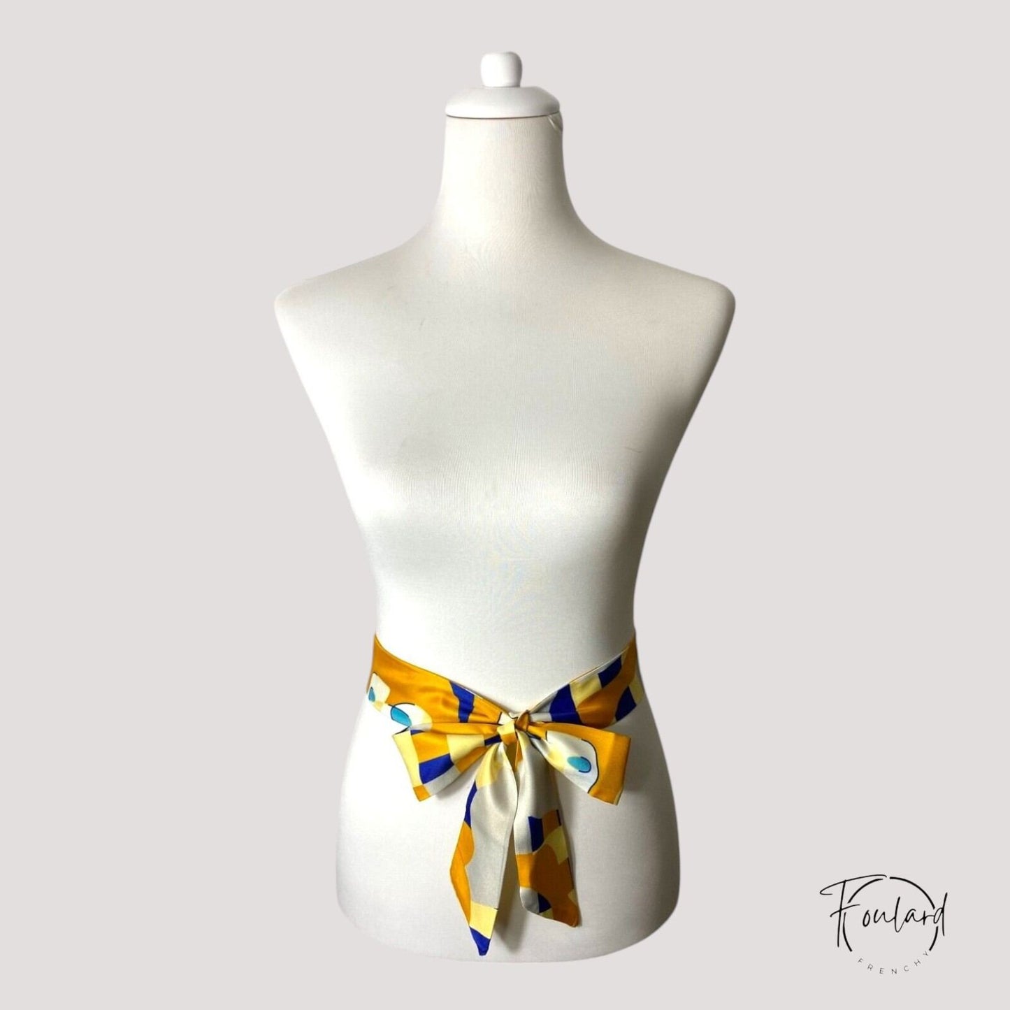Ceinture foulard graphique jaune et bleu