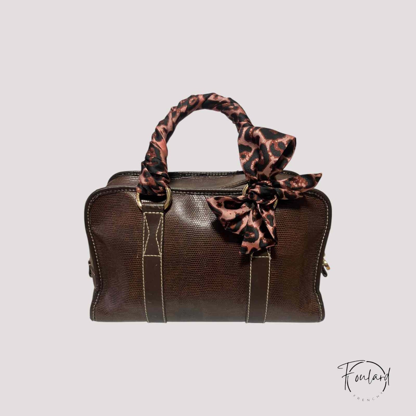 Ceinture foulard imprimé brun léopard