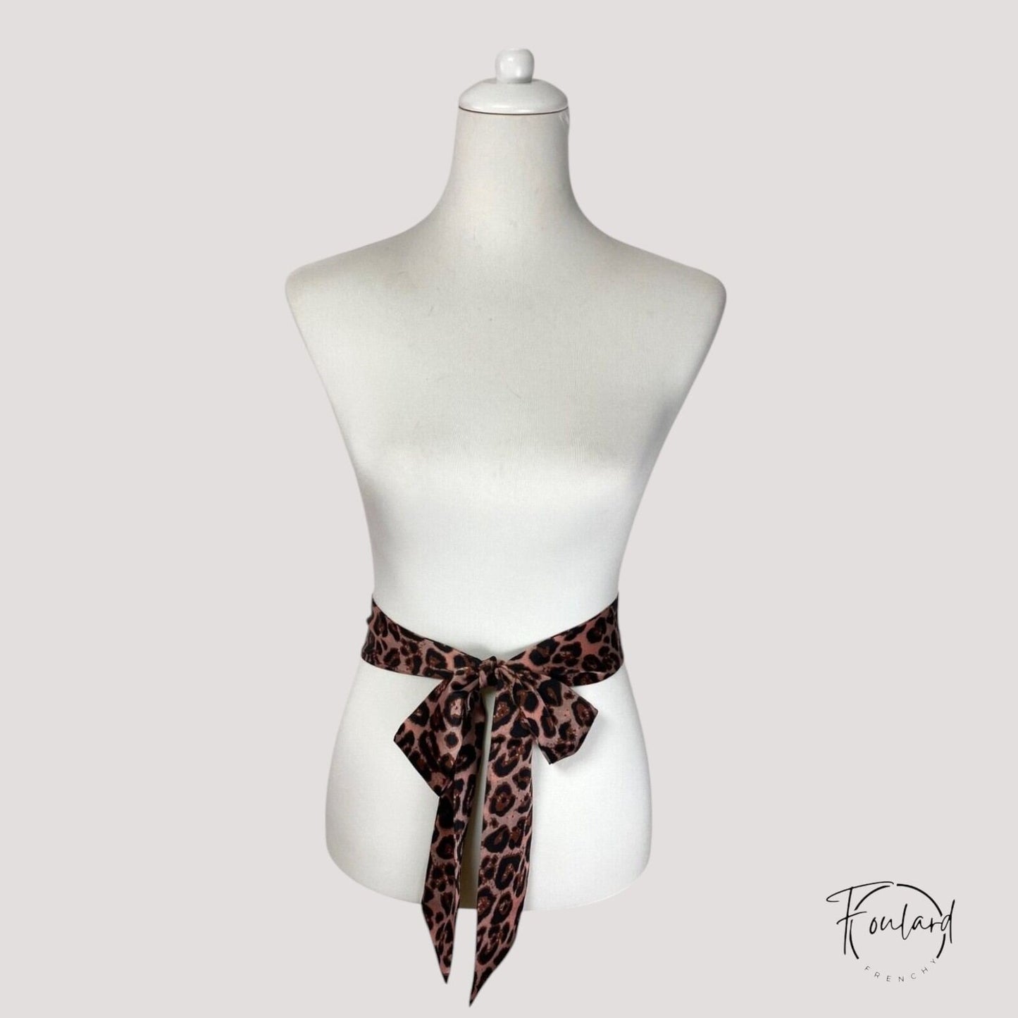 Ceinture foulard imprimé brun léopard