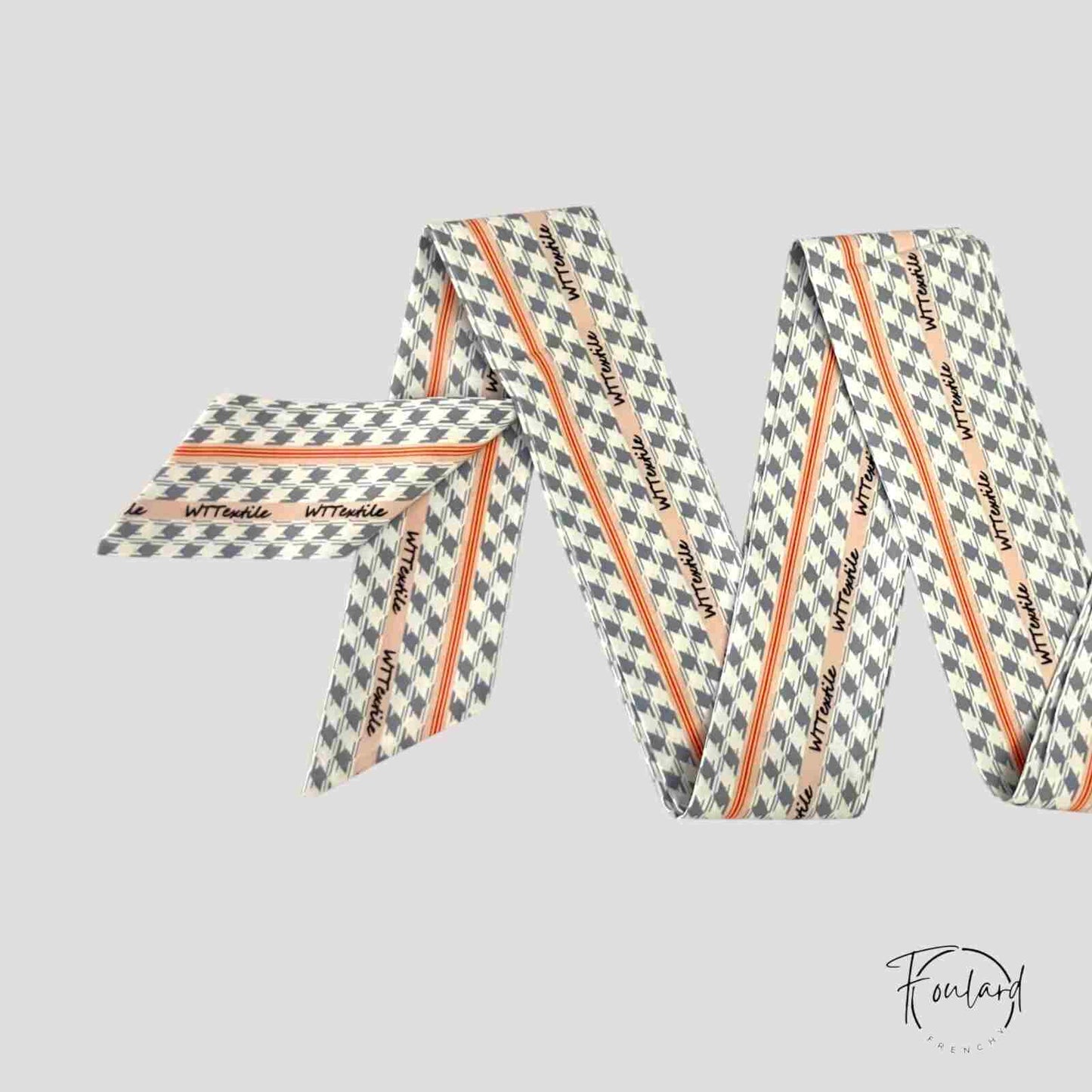 Ceinture foulard motif chevron gris
