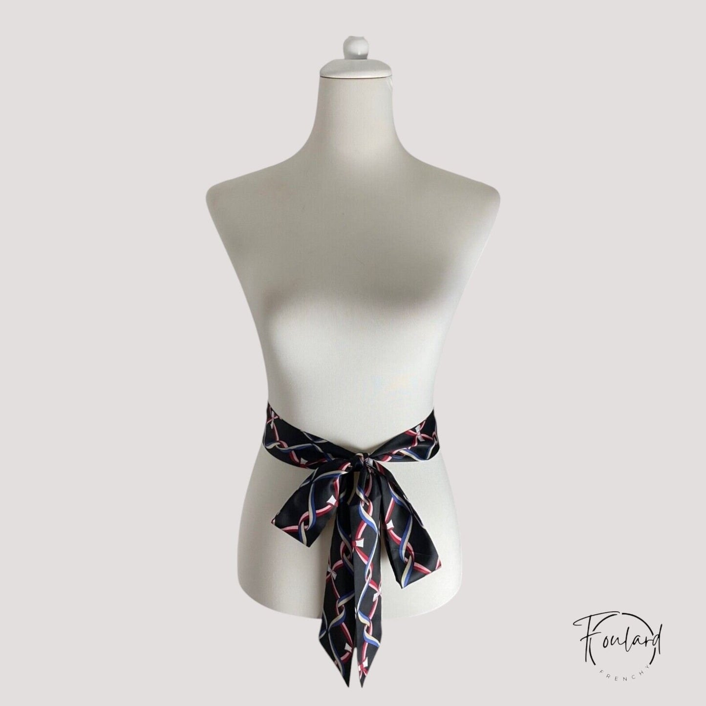 Ceinture foulard noire à rubans entrelacés