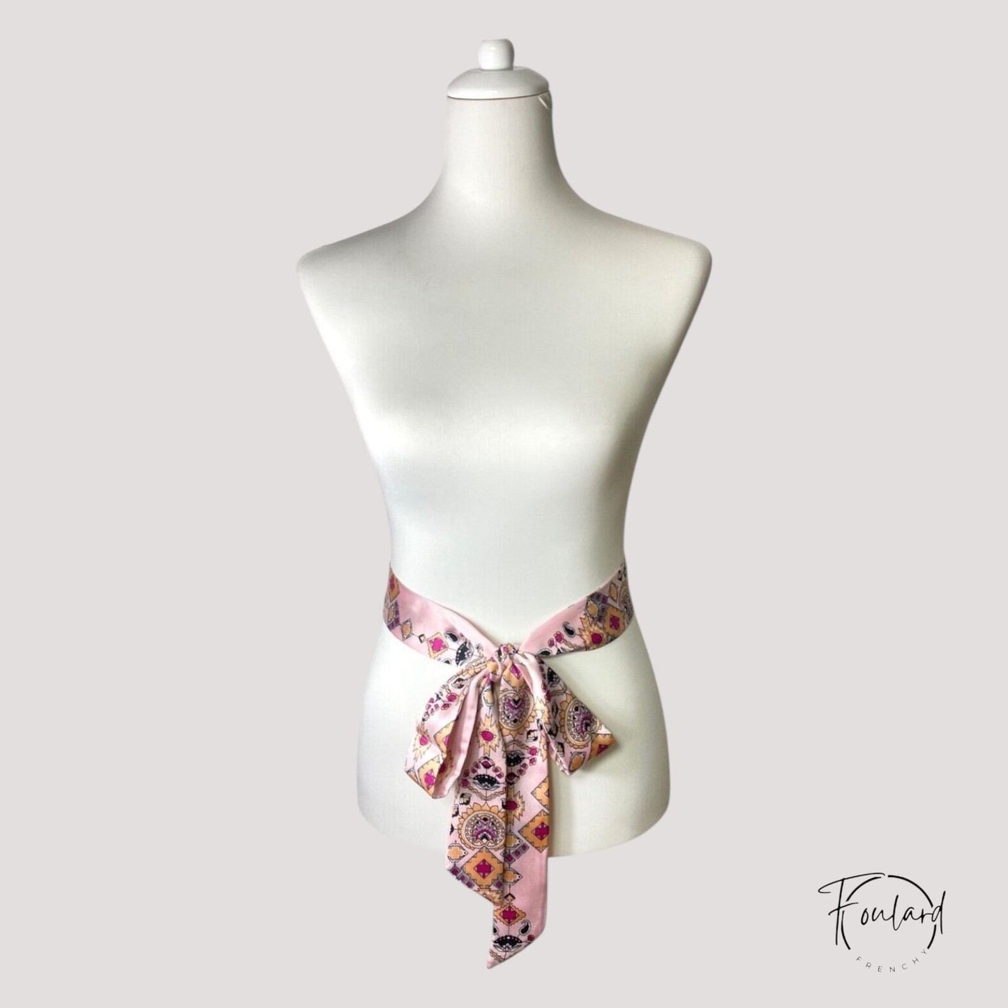 Ceinture foulard rose motif aztèque