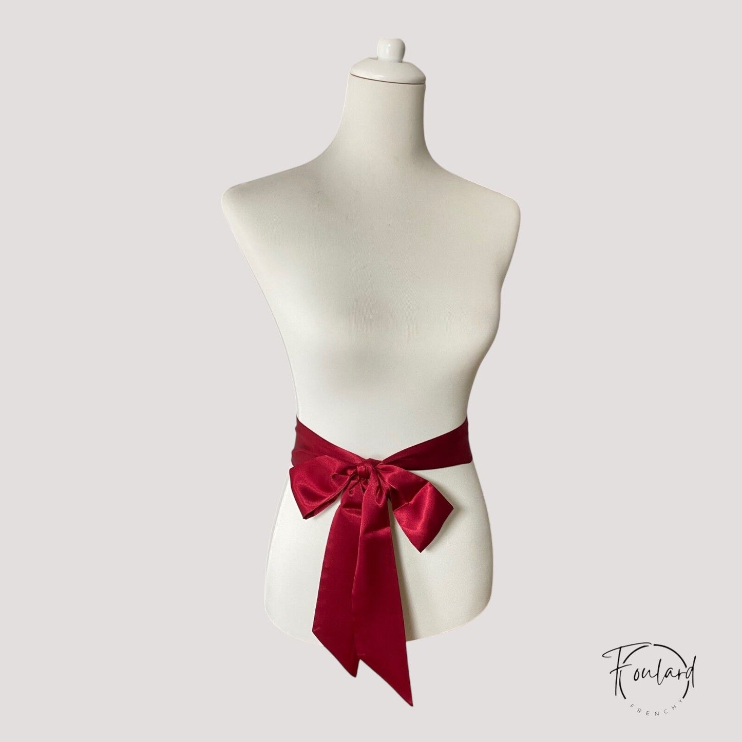 Ceinture foulard rouge bordeaux satinée