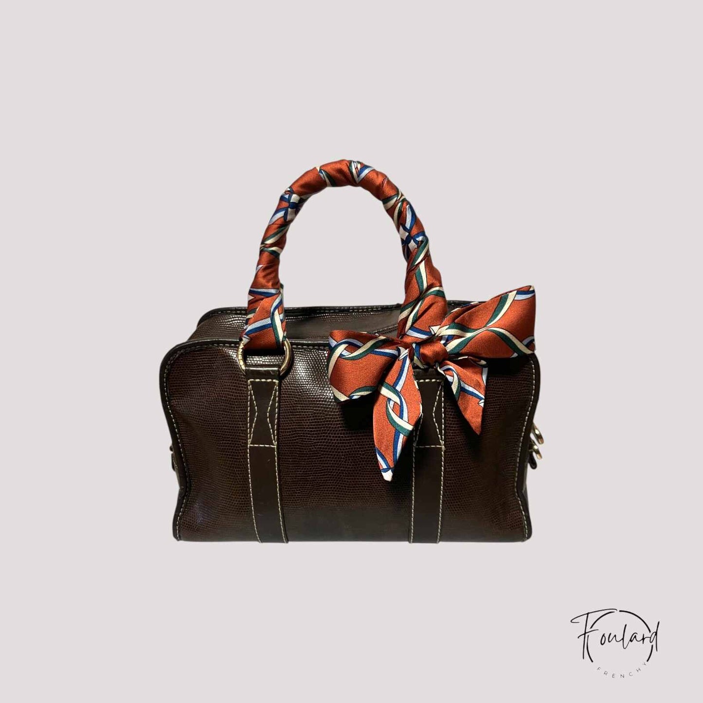 Ceinture foulard brique à motif entrelacé