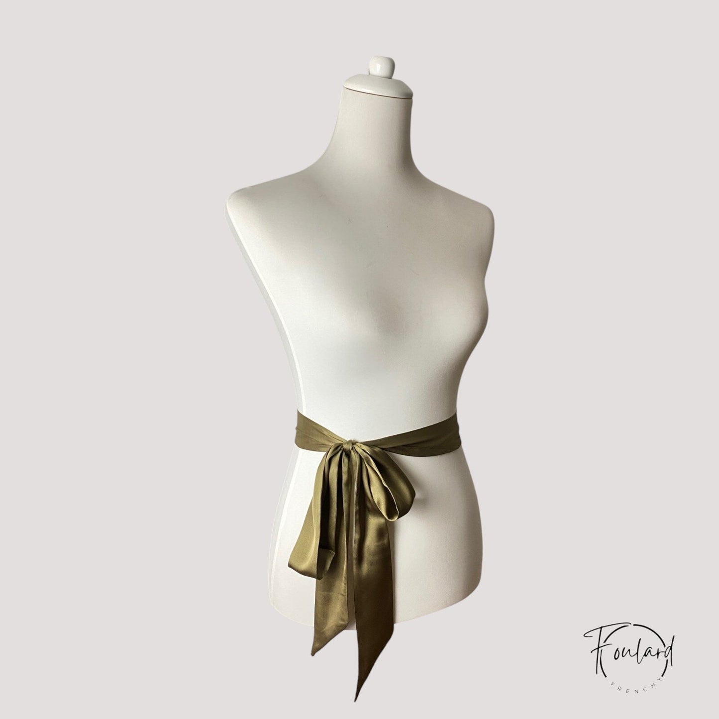 Ceinture foulard vert olive satinée