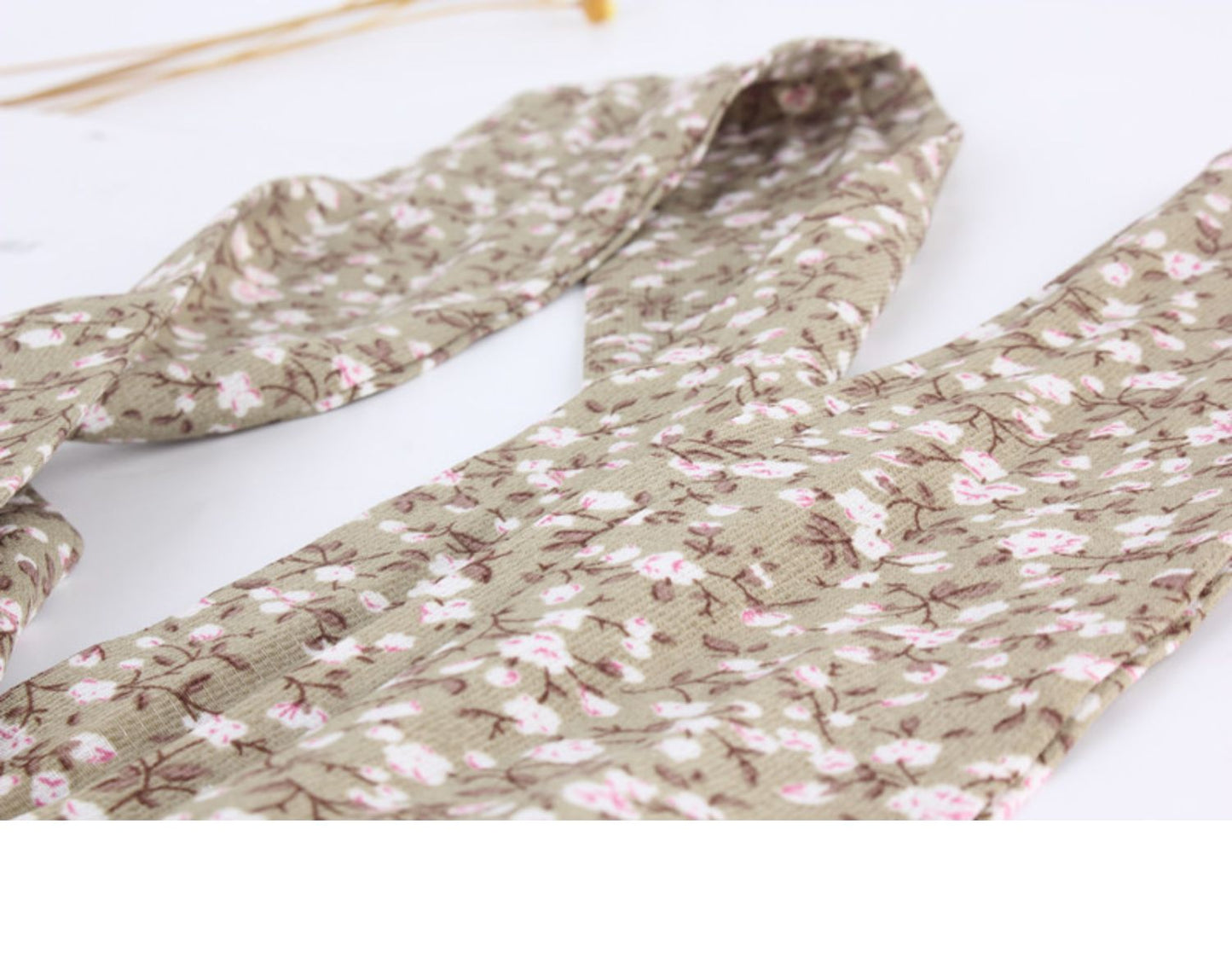 Ceinture foulard verte petites fleurs