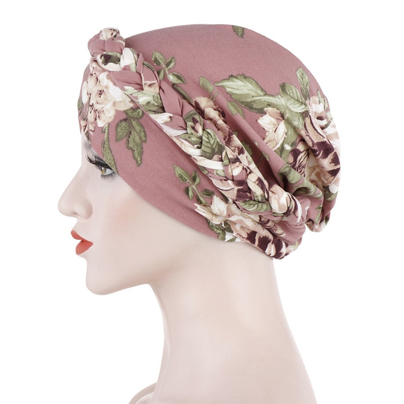 Foulard Cheveux Turban Moderne Chimio Femme Rose à motifs