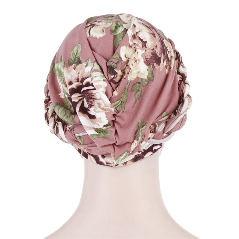 Foulard Cheveux Turban Moderne Chimio Femme Rose à motifs