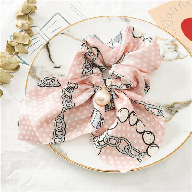 Chouchou Foulard Court Rose Chainette