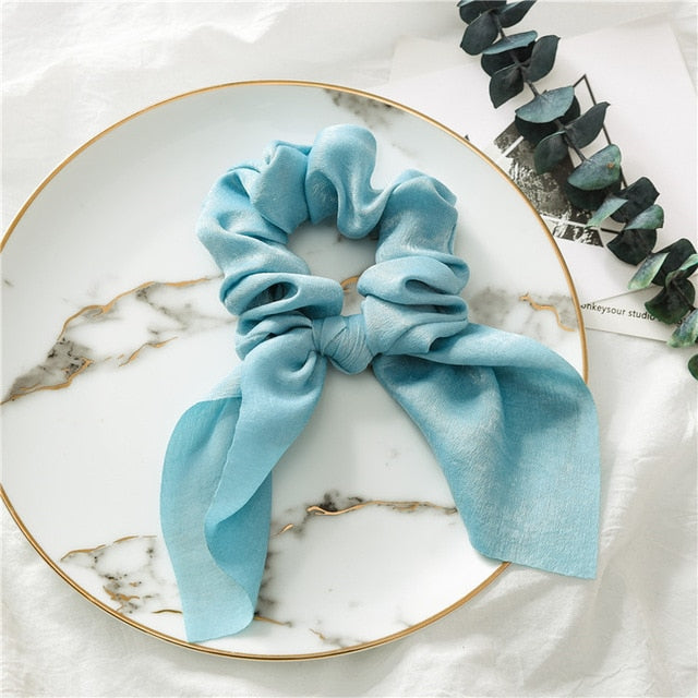 Chouchou Foulard Court Uni Indigo