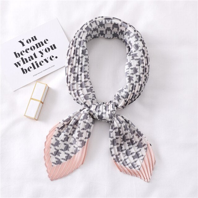 Foulard pour cheveux plissé rose - Félixine