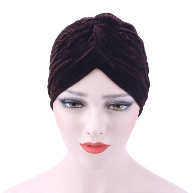Foulard bonnet chimio marron - Velours