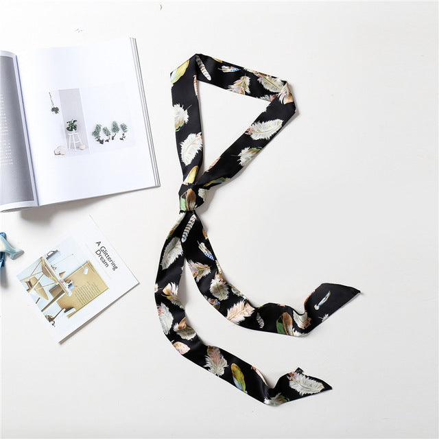Ceinture Foulard Noire Plumes en Folie