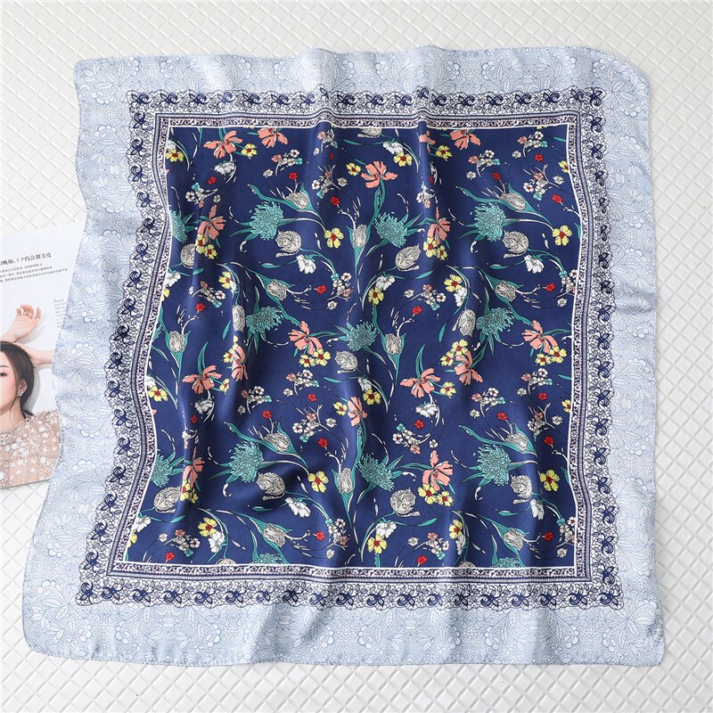 Foulard pour cheveux 70 bleu - Romance