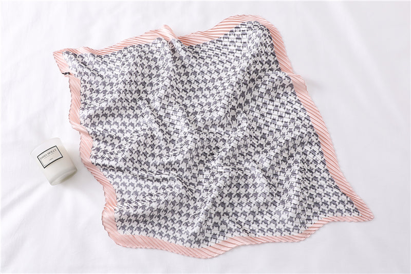Foulard pour cheveux plissé rose - Félixine