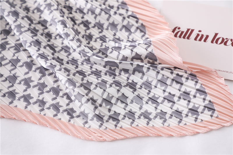 Foulard pour cheveux plissé rose - Félixine