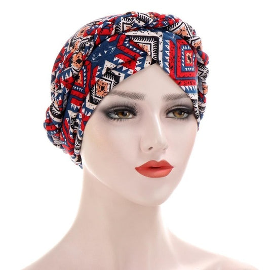 Foulard turban chimio rouge - Aztèque