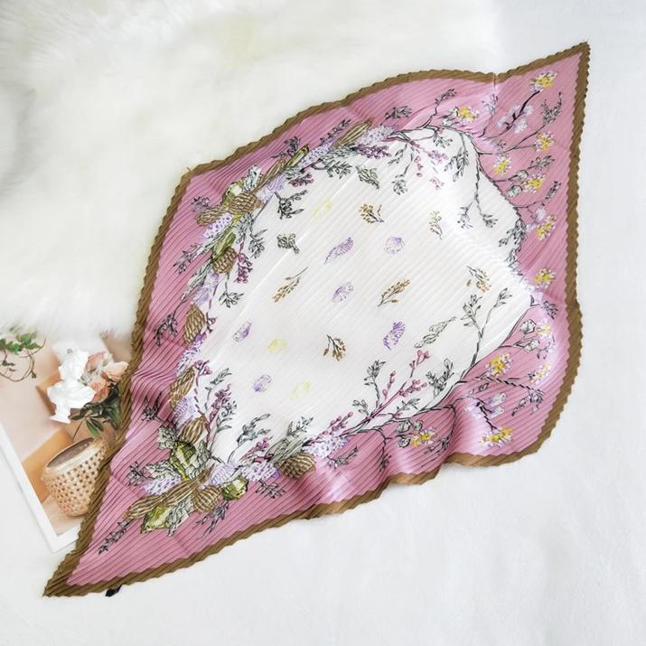 Foulard pour cheveux plissé rose - Léonce