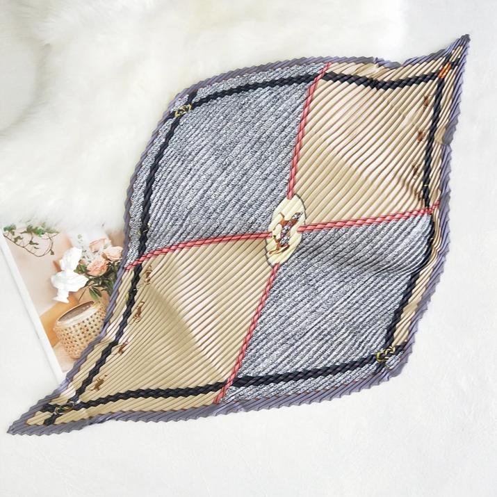 Foulard pour cheveux plissé beige - Aglaé