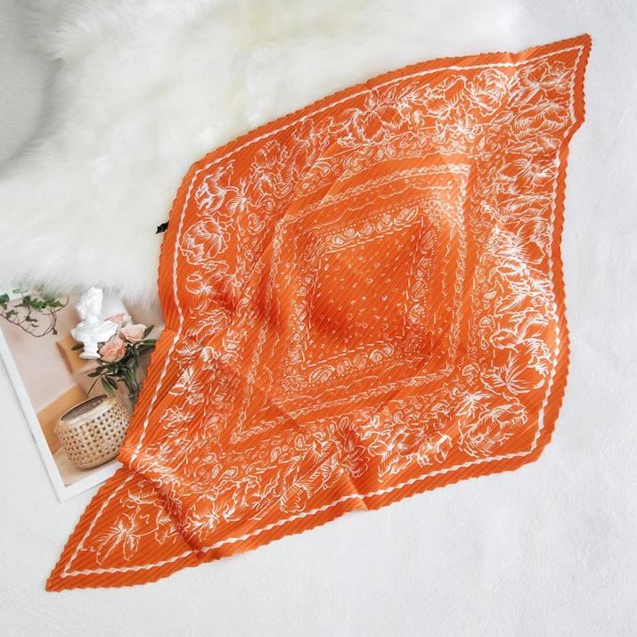 Foulard pour cheveux plissé orange - Bohème