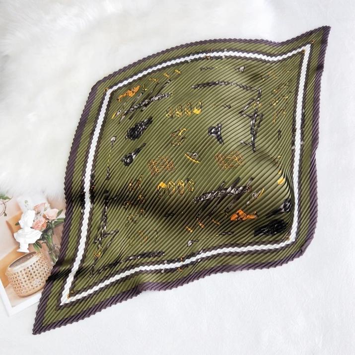 Foulard pour cheveux plissé kaki - Haras