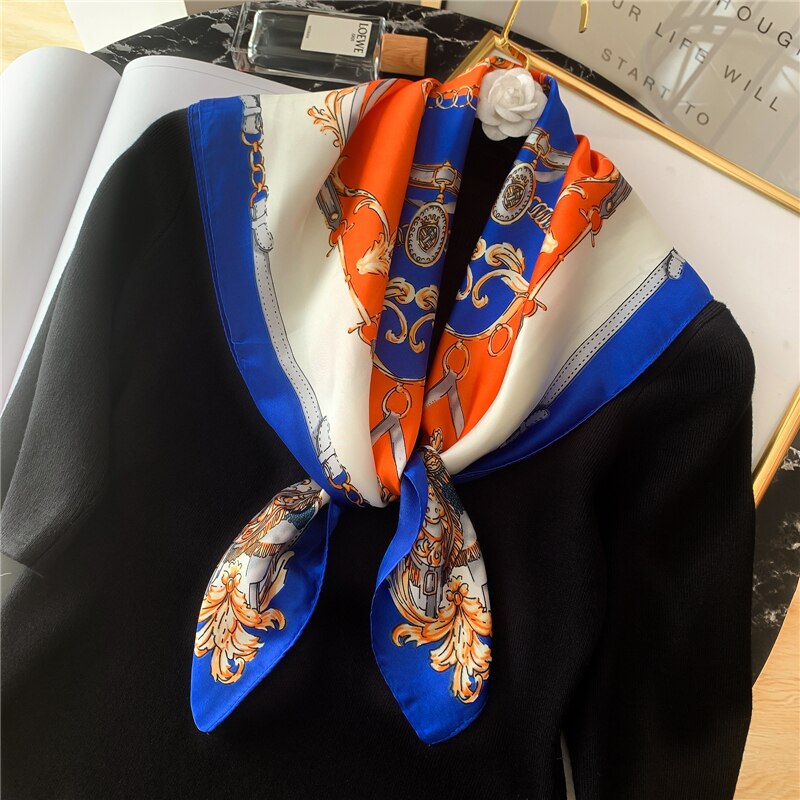 Foulard pour cheveux 70 bleu - Elia