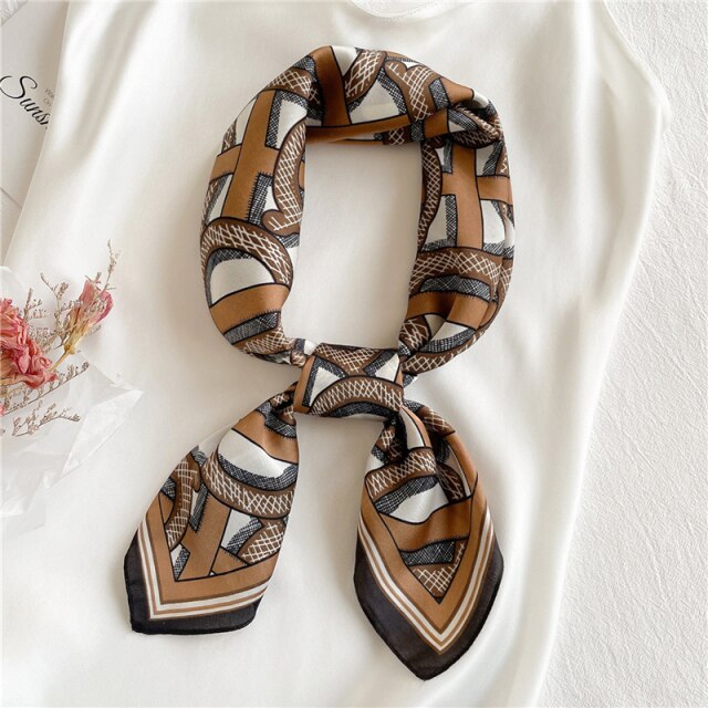 Foulard pour cheveux 70 brun - Lina