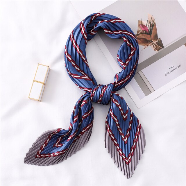 Foulard pour cheveux plissé bleu - Zia