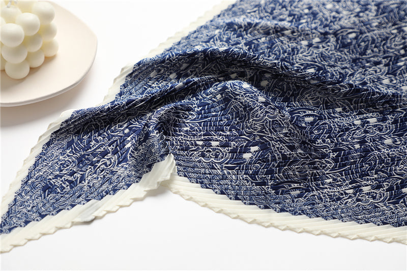 Foulard pour cheveux plissé bleu - Evilda