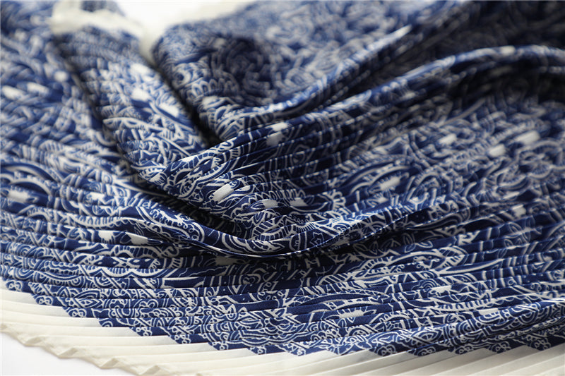 Foulard pour cheveux plissé bleu - Evilda