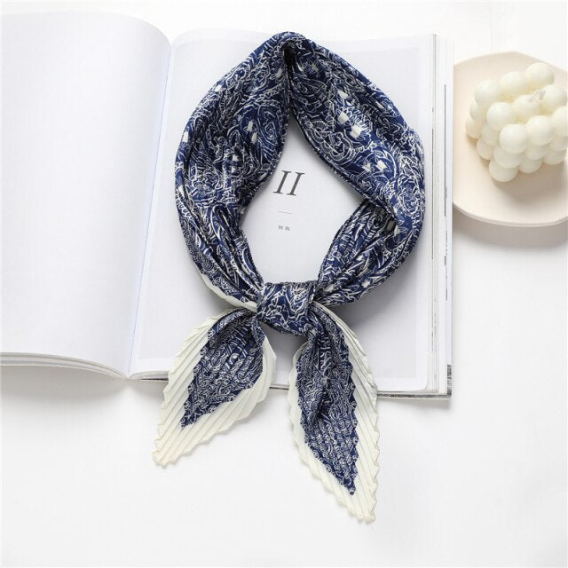 Foulard pour cheveux plissé bleu - Evilda