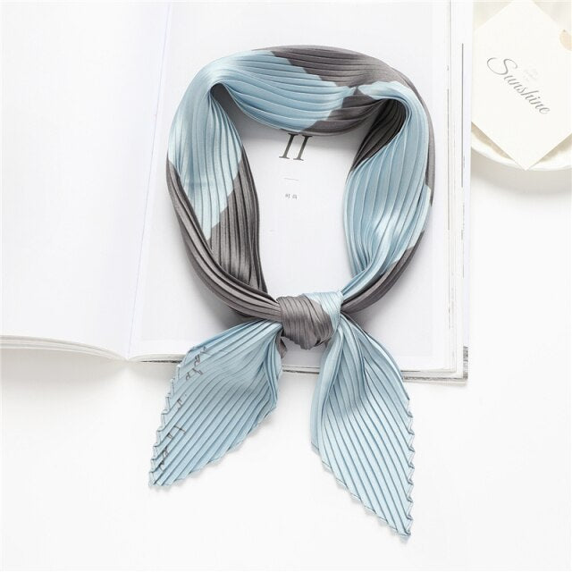 Foulard pour cheveux plissé bleu - Zulina