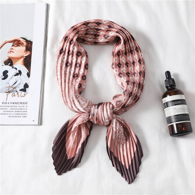 Foulard pour cheveux plissé rose - Elisine
