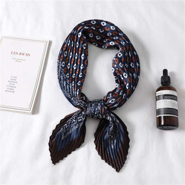 Foulard pour cheveux plissé bleu - Elisine