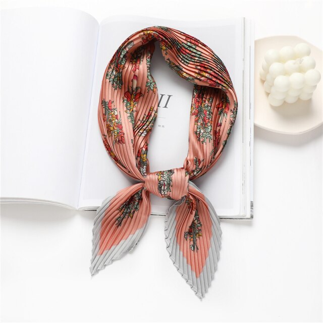 Foulard pour cheveux plissé rose - Yzaline