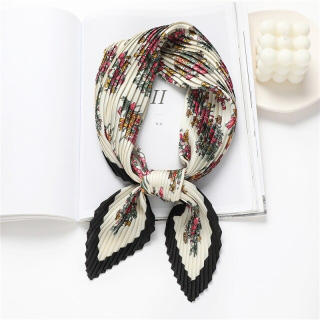 Foulard pour cheveux plissé blanc - Yzaline