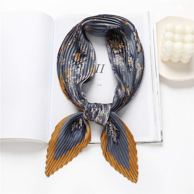 Foulard pour cheveux plissé gris - Xérine