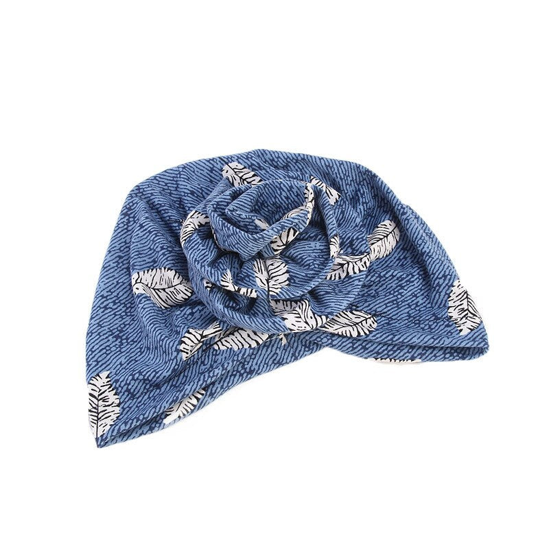 Foulard turban chimio bleu - Exontine